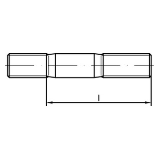 200 Stück, DIN 835 A2  Stiftschrauben, Einschraubende = 2 d - Abmessung: M 6 x 55