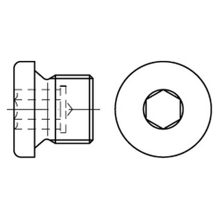 50 Stück, DIN 908 A2  zyl.-Fein verschlussschrauben mit Bund und Innensechskant, m. zyl. Feingewinde - Abmessung: M 18 x 1,5