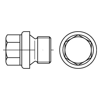 50 Stück, DIN 910 A2  zyl.-Fein verschlussschrauben mit Bund und Außensechskant, schwer, m. zyl. Feingew - Abmessung: M 10 x 1