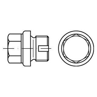 10 Stück, DIN 910 A4 zyl.-Rohr G verschlussschraube mit Bund, Außen-6kt. Schwer, mit Entlüftung, m. zyl. Rohrgew. - Abmessung: R 1