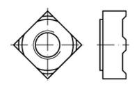 100 Stück, DIN 928 A4 Vierkant-Schweißmuttern - Abmessung: M 12