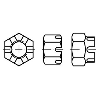10 Stück, DIN 935 A2 Kronenmuttern - Abmessung: M 30