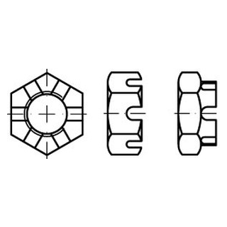 10 Stück, DIN 937 A2  Kronenmuttern, niedrige Form - Abmessung: M 30