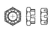 10 Stück, DIN 979 A2  Kronenmuttern, niedrige Form - Abmessung: M 30