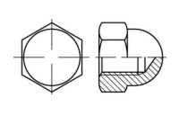 100 Stück, DIN 1587 A2  Fein Sechskant-Hutmuttern, hohe Form mit metrischem Feingewinde - Abmessung: M 10 x 1