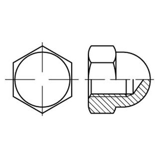 10 Stück, DIN 1587 A2  Sechskant-Hutmuttern, hohe Form - Abmessung: M 22