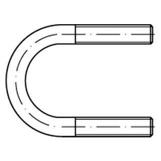 10 Stück, DIN 3570 A 4 Form A Rundstahlbügel, ohne Muttern, zweiseitiges Befestigungs-Gewinde - Abmessung: M 10, A 30 / NW 20