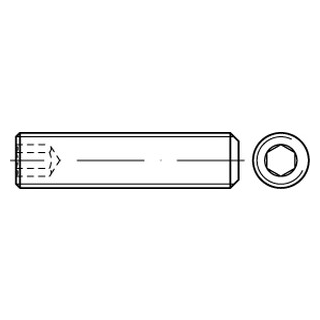 100 Stück, ISO 4026 A2 Gewindestifte mit Kegelkuppe und Innensechskant - Abmessung: M 12 x 45