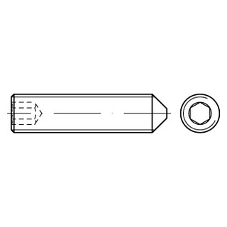 200 Stück, ISO 4027 A4 Gewindestifte mit Spitze und Innensechskant - Abmessung: M 8 x 6