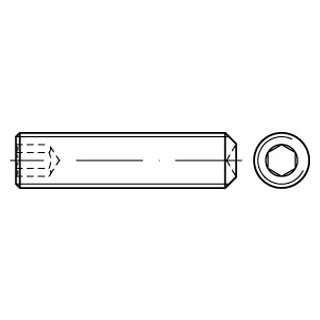 100 Stück, ISO 4029 A2 Gewindestifte mit Ringschneide und Innensechskant - Abmessung: M 10 x 45