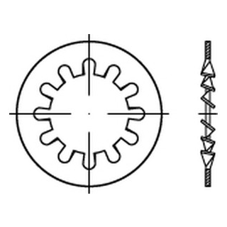 500 Stück, DIN 6797 A2 Form J Zahnscheiben, innengezahnt - Abmessung: J 17,0