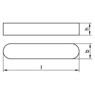 200 Stück, DIN 6885 1.4571 Form A Passfeder, hohe Form, rundstirnig ohne Bohrung(en) - Abmessung: 5 x 5 x 12