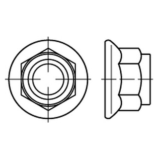 100 Stück, DIN 6926 A4  Sechskantmutter mit Klemmteil und Flansch, ohne Sperrverzahnung, m. nichtmetallischem Einsatz - Abmessung: M 8