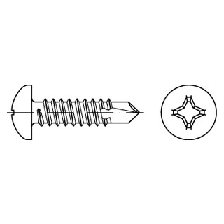 1000 Stück, DIN 7504 A4 Form M Bohrschrauben mit Blechschrauben-Gew., mit Linsenkopf nach DIN 7981, mit KS H - Abmessung: M 2,9 x 16