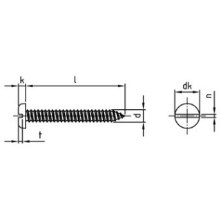 1000 Stück, DIN 7971 A2  Zylinderblechschrauben mit Schlitz - Abmessung: C 2,2 x 6,5