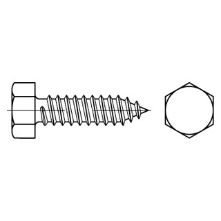 500 Stück, DIN 7976 A2 Spitze Sechskant-Blechschrauben mit Spitze und Gleitsilberbeschichtung - Abmessung: C 4,2 x 19