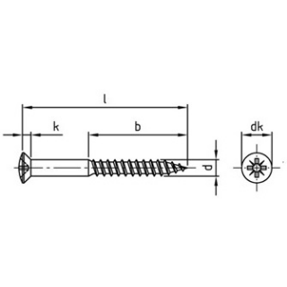 200 Stück, DIN 7995 A2-Cu  Linsensenk-Holzschrauben mit Kreuzschlitz Pozi (Z) - Abmessung: 4,5 x 35