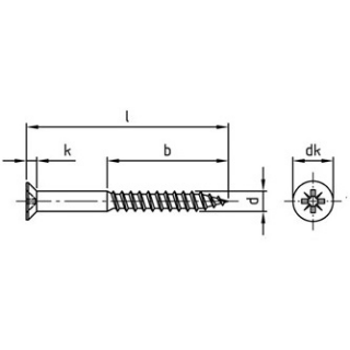 200 Stück, DIN 7997 A2  Senk-Holzschrauben mit Kreuzschlitz - Abmessung: 3,5 x 12