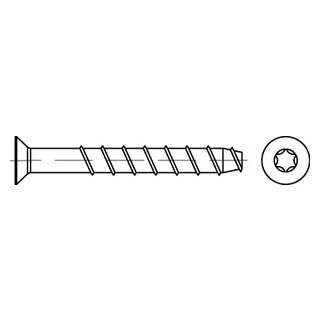 100 Stück, Artikel 9001 A4  Senkkopf-Betonschrauben ETA-15/0514 - Abmessung: 7,5 x 50, TX30