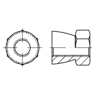 100 Stück, Artikel 9150 A2  Abreissmuttern mit Abreissmoment 45 - 60 Nm - Abmessung: M 16