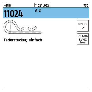 25 Stück, DIN 11024 A 2 Federstecker, einfach - Abmessung: 4