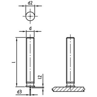 500 Stück, ISO 13918 A2 Form PT, Gewindebolzen - Abmessung: M 4 x 40