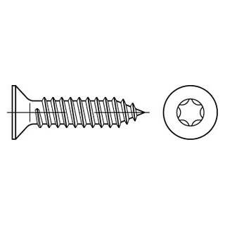 1000 Stück, ISO 14586 A2 Form C - ISR Senk-Blechschrauben, mit Spitze, mit Innensechsrund - Abmessung: 2,2 x 4,5