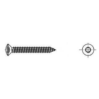 1000 Stück, ISO 14587 A4  - ISR Linsensenk-Blechschrauben, mit Spitze, mit Innensechsrund - Abmessung: 2,2 x 4,5