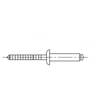 500 Stück, ISO 15983 A2  - Blindnieten mit Flachkopf und gerilltem Nietdorn - Abmessung: 2,4 x 6