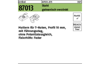 100 Stück, Artikel 87013 Stahl für Profil 10 galvanisch verzinkt Muttern für T-Nuten ohne Potentialausgl. mit Führungssteg und Feder - Abmessung: 10 mm, M 8