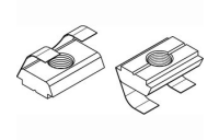 100 Stück, Artikel 87013 Stahl für Profil 10 galvanisch verzinkt Muttern für T-Nuten ohne Potentialausgl. mit Führungssteg und Feder - Abmessung: 10 mm, M 8