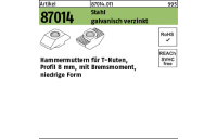 100 Stück, Artikel 87014 Stahl für Profil 8 galvanisch verzinkt Hammermuttern für T-Nuten mit Bremsmoment, niedrige Form - Abmessung: 8 mm, M 6