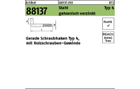 200 Stück, Artikel 88137 Stahl Typ 4 galvanisch verzinkt Gerade Schraubhaken Typ 4, mit Holzschrauben-Gewinde - Abmessung: 20 x 2,8 x 8