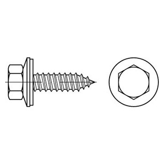 500 Stück, Artikel 9057 A2 Form A Fassadenbauschraube mit montierter Dichtscheibe 16 mm, mit Spitze - Abmessung: 6,5 x 16