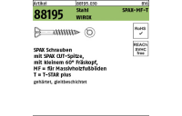 500 Stück, Artikel 88195 Stahl SPAX-MF-T Oberfläche WIROX SPAX Schrauben mit Spitze, mit kleinem 60° Fräskopf, für Massivholz - Abmessung: 3,5x45/25-T10