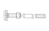 100 Stück, Artikel 88950 Mu 8.8 HS 50/30 feuerverzinkt Hammerkopf-/Halfen-Schrauben, mit Sechskantmutter - Abmessung: M 10 x 40